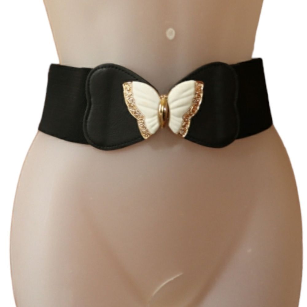 Black Butterfly Novelty Clasp Elastic Belt Butterfly Belt Buckle 2/4